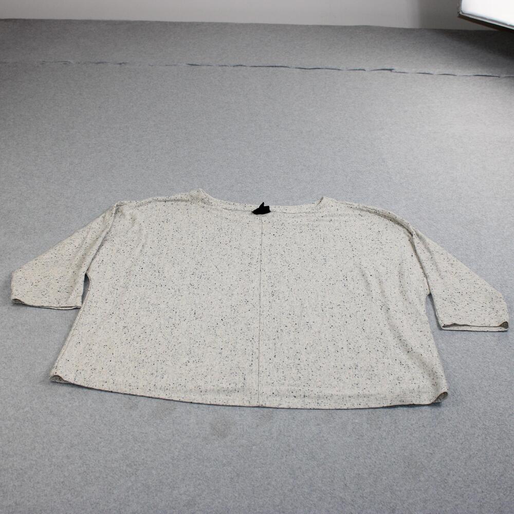 J Jill Shirt Women 2X White Speckle 3/4 Sleeve Knit Tee Lightweight Stretch Boho